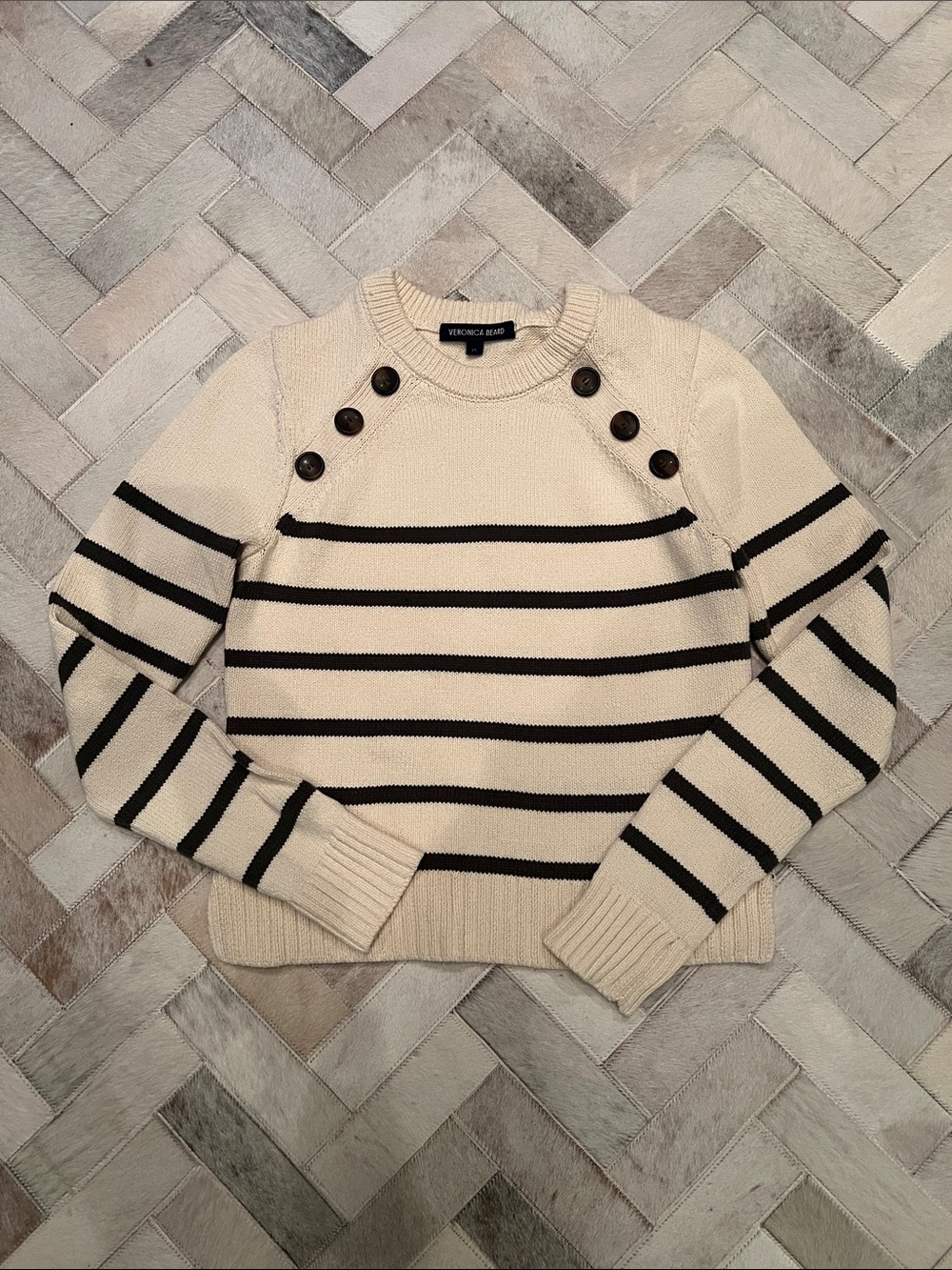 Veronica Beard Cotton Knit striped sweater size XS